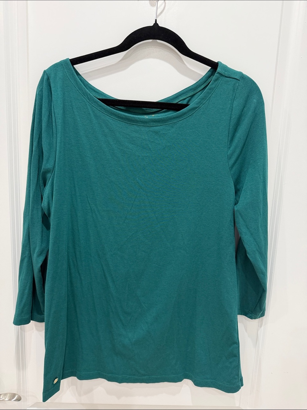 Lilly Pulitzer Teal Wide-Neck Long Sleeve Top